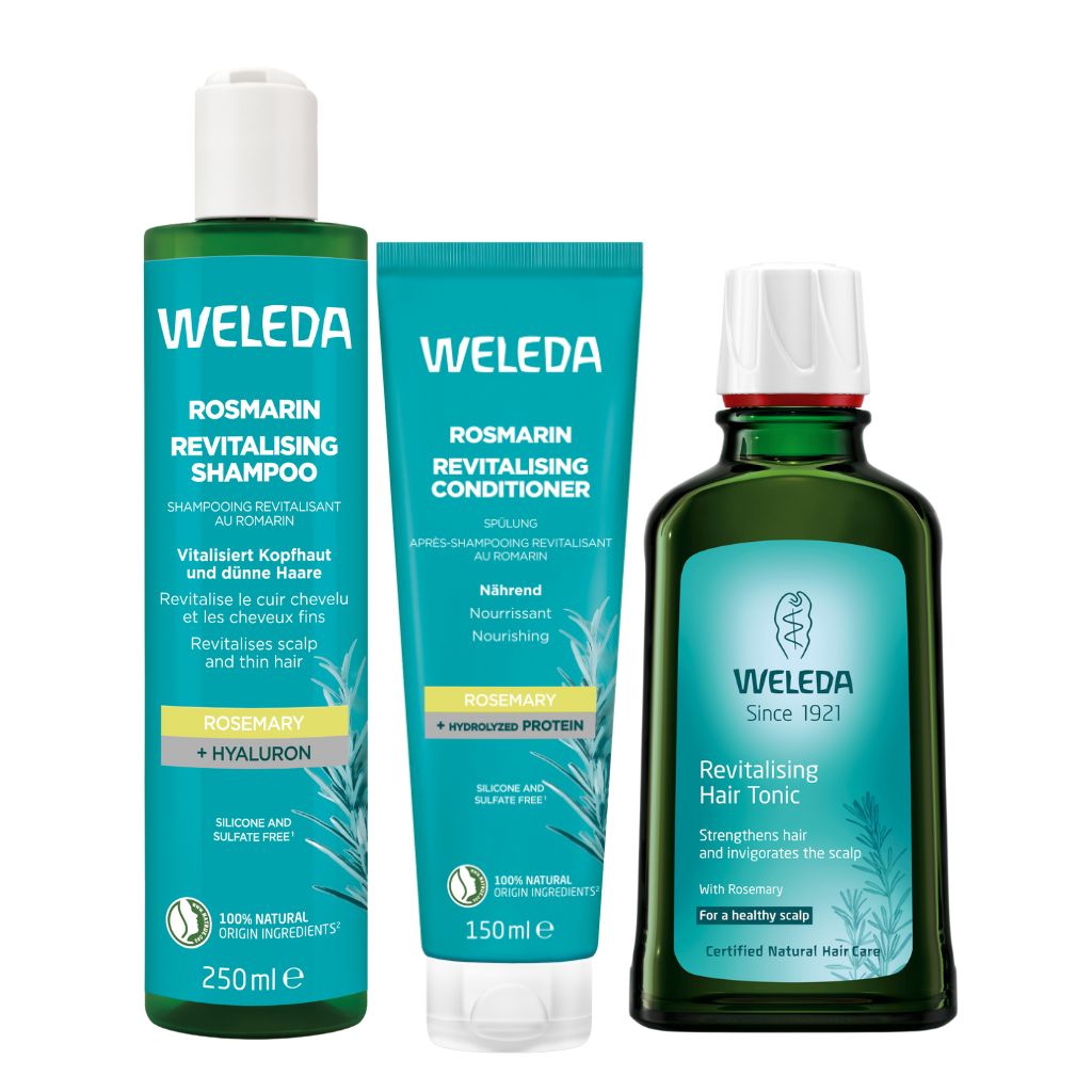 Weleda Revitalising Rosemary Hair Care Shampoo, Conditioner and Hair Tonic Trio